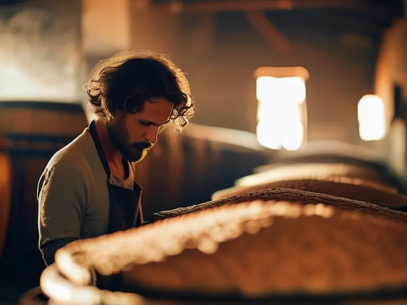 酿酒师检查清香型白酒发酵过程