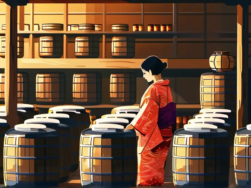 日本清酒传统酿造工艺现场实景