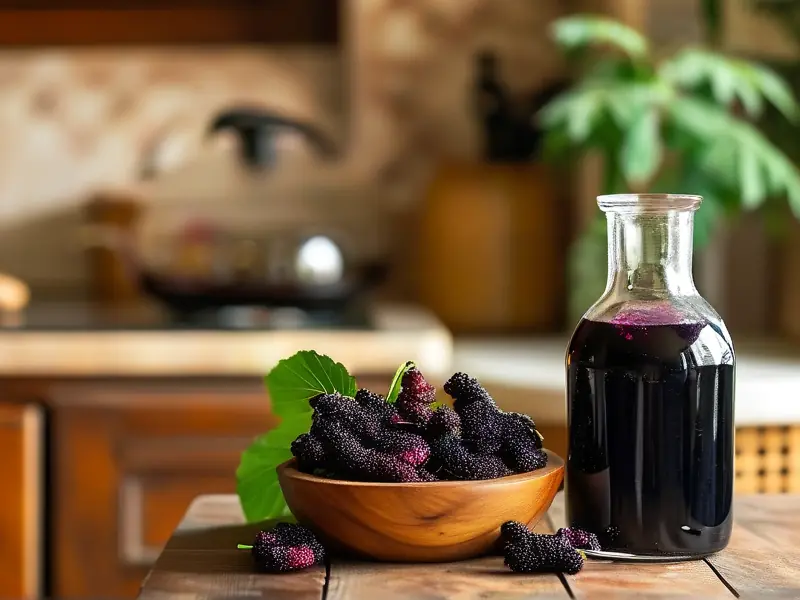 桑葚酿酒材料与发酵过程展示