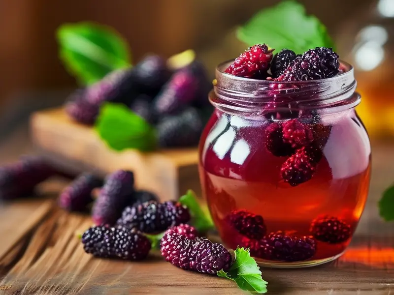 新鲜桑葚泡制过程实拍图