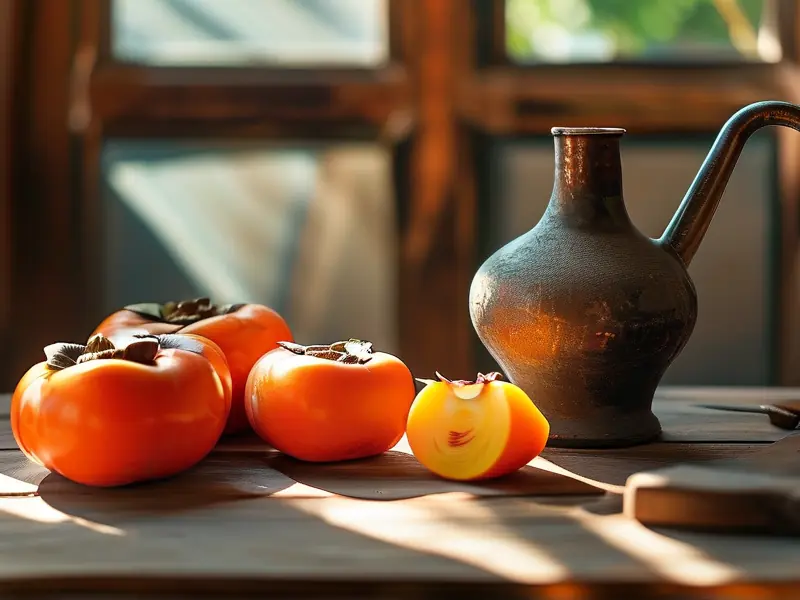 柿子酿酒原料和工具展示