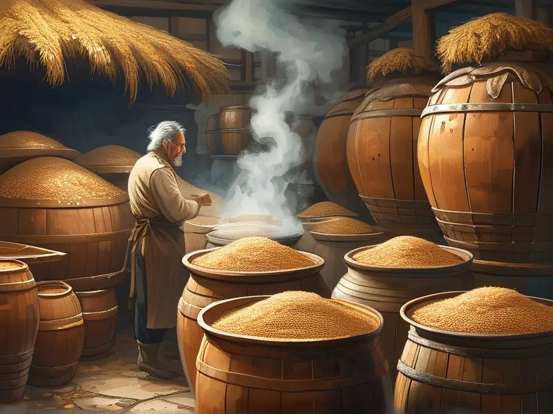 传统土作坊酿酒实际操作场景