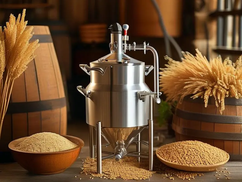 专业酿酒师操作100斤小型酿酒设备实拍图