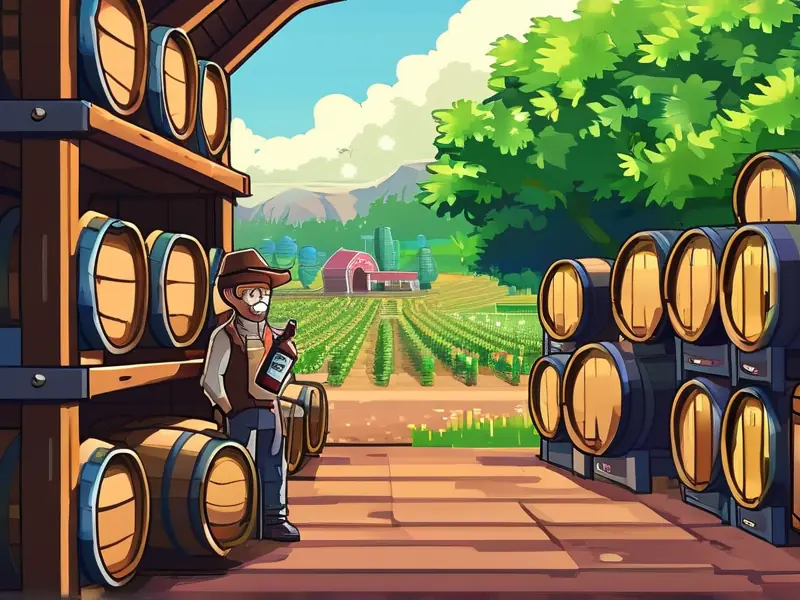 星露谷酒窖内酿造高品质酒的过程展示