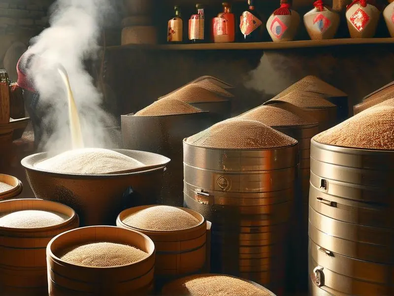传统粮食酿酒过程实拍