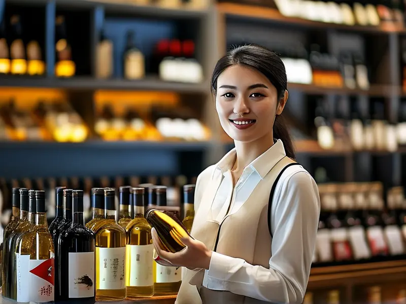 专业白酒销售员向客户介绍产品