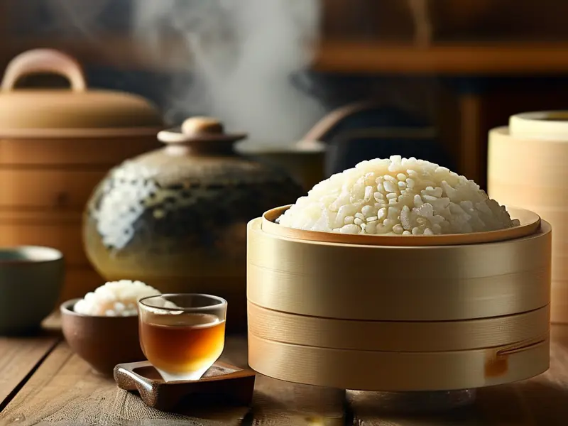 传统米酒制作材料与工具展示