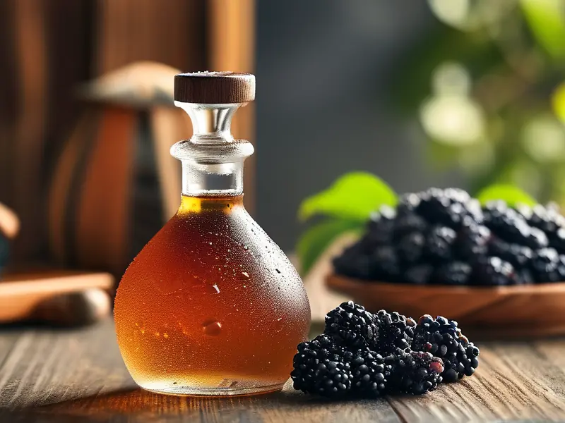 自制五味子酒成品展示与原料特写