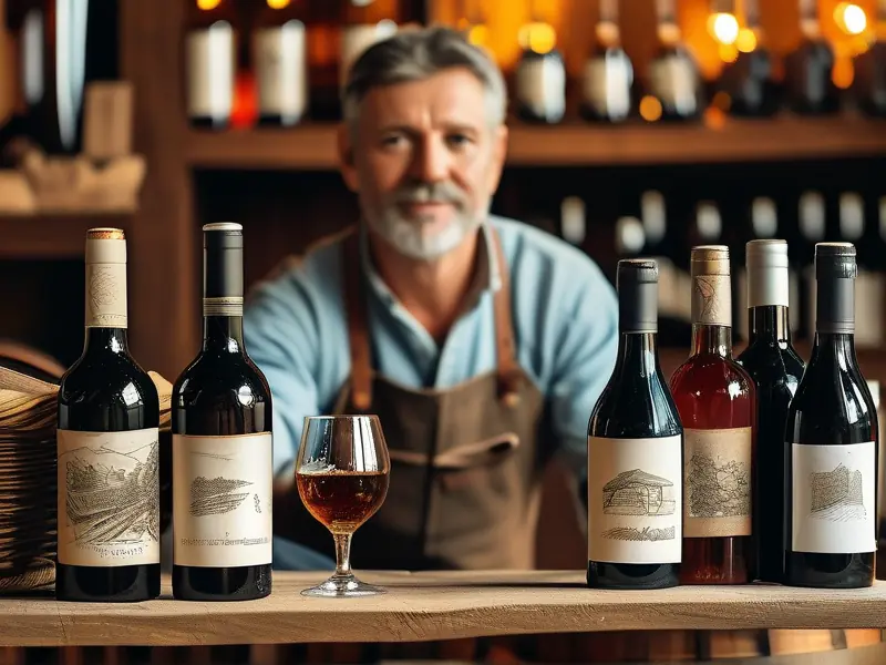 酿酒师向顾客展示自家酿制的酒品