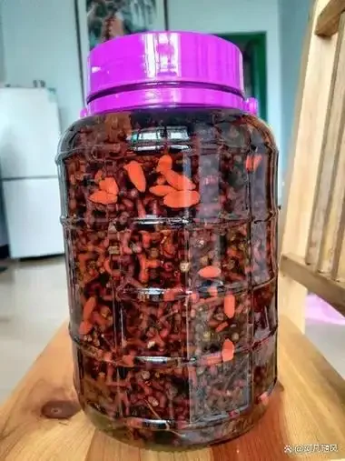 酿酒师将金黄色拐枣放入玻璃罐中准备发酵的家庭酿酒场景_1
