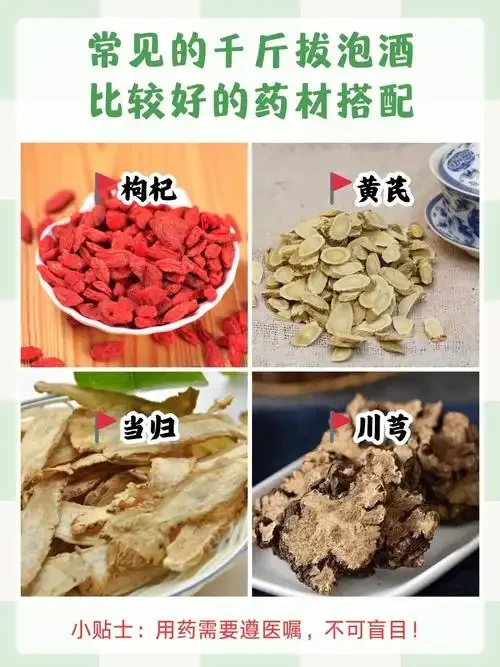 几组搭配好的泡养生酒常用药材与玻璃泡酒瓶_1