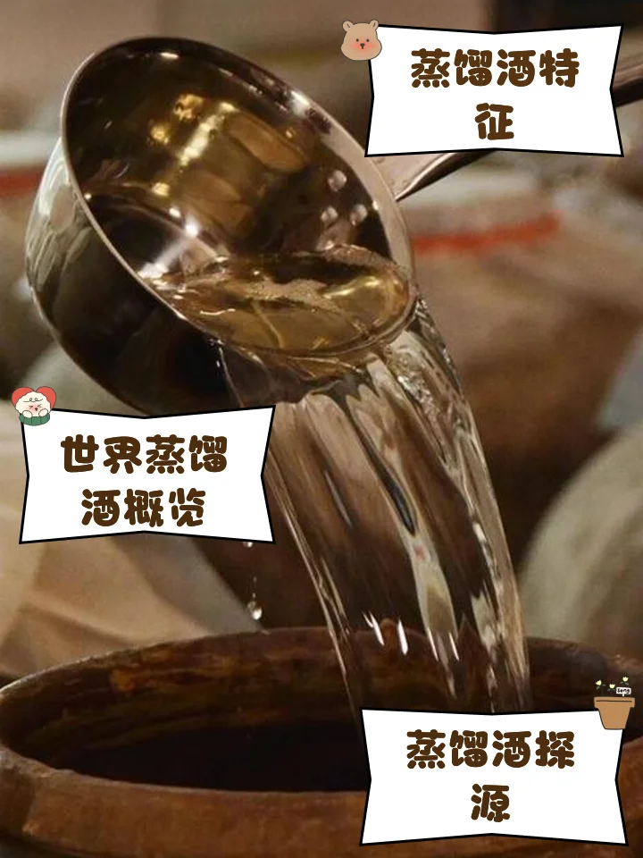 夏朗德壶式蒸馏器正在进行白兰地蒸馏的工艺示意图，展示了冷凝滴酒和分馏过程_1