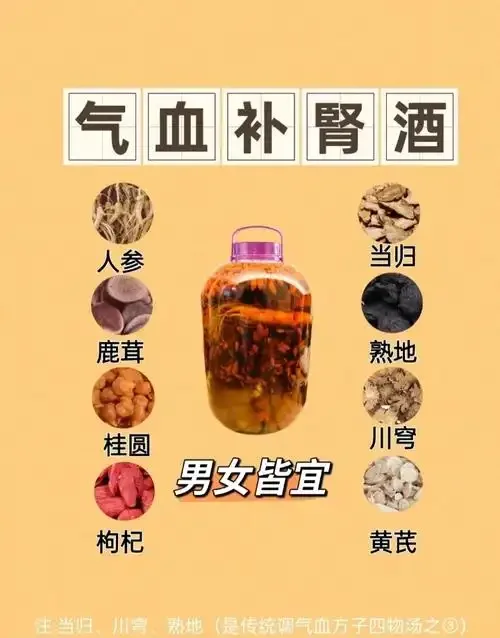 一瓶自制琥珀色补肾壮阳药酒与精选中药材（枸杞、肉苁蓉等）的微距特写_1