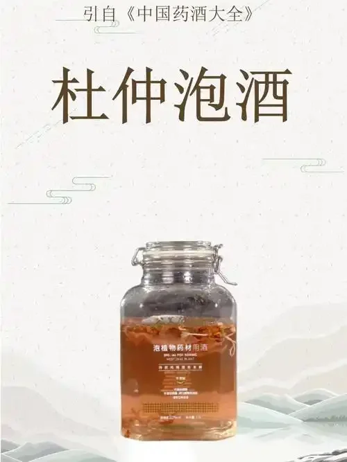 杜仲牛膝泡酒罐特写，展示药材与酒液的黄金比例和清澈色泽_1