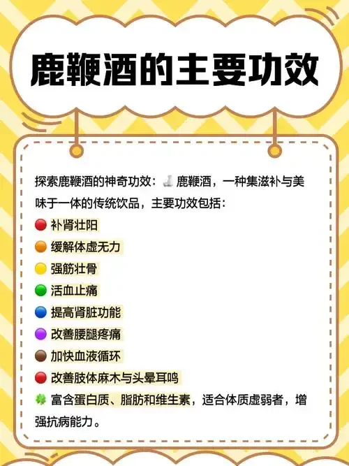 鹿鞭泡酒成品展示：干净的广口玻璃罐内，金黄色的酒液中浸泡着鹿鞭、枸杞和人参。_1