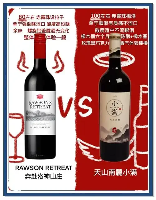 不同价位设拉子红酒对比图，展示从普通餐酒到顶级陈酿在酒瓶、酒标及配物上的差异_1