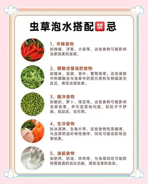 冬虫夏草与枸杞等中药材浸泡在金黄色酒液中的特写照片，展示自制虫草养生酒的成品效果_1