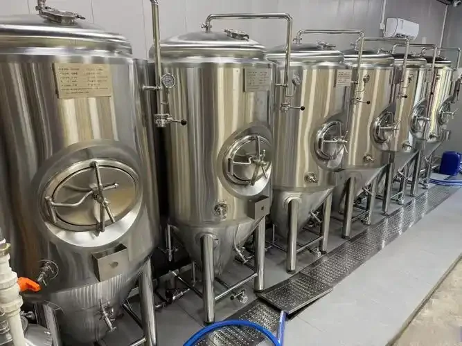 资深酿酒师在南楼山工作室操作不锈钢精酿啤酒设备，展示专业酿造过程_1