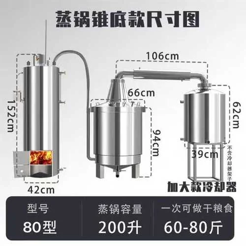 小型不锈钢酿酒设备全套展示，包含蒸锅、冷凝器及配件_1