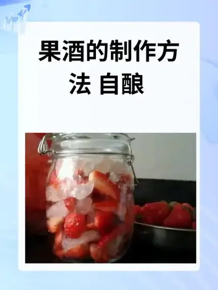 正在玻璃罐中发酵的红果酒特写，背景有新鲜的红果，展示家庭酿造过程_1