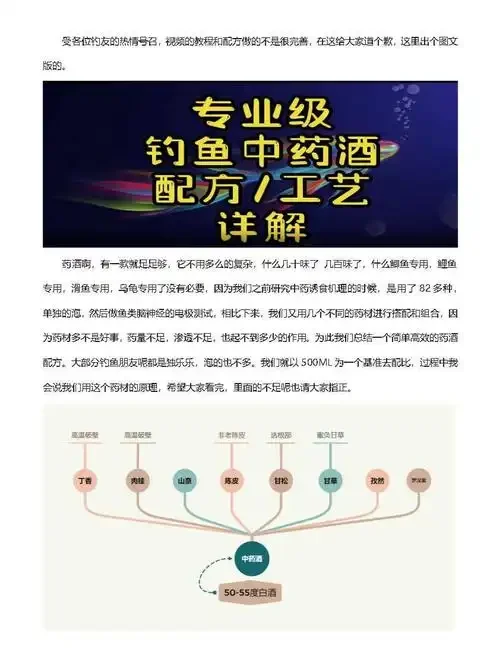 三种不同配方的自制钓鱼酒米玻璃罐特写，旁边配有丁香、山奈等中药材，背景可见钓鱼装备，展示了从原料到成品的制作过程。_1
