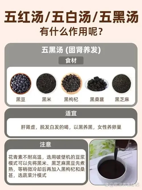 五黑酒泡制现场：玻璃罐中浸泡的药材与旁边摆放的五种黑色原料特写。_1