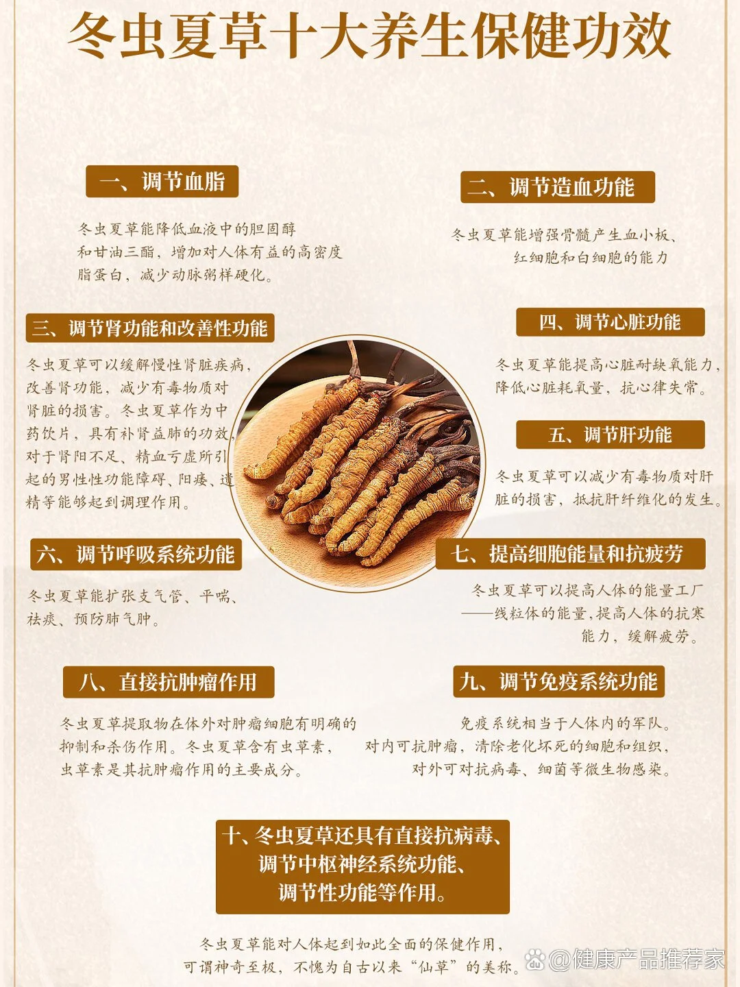 冬虫夏草泡酒成品展示：透明玻璃瓶中金黄色的酒液与悬浮的虫草，旁边散落着原材料。_1