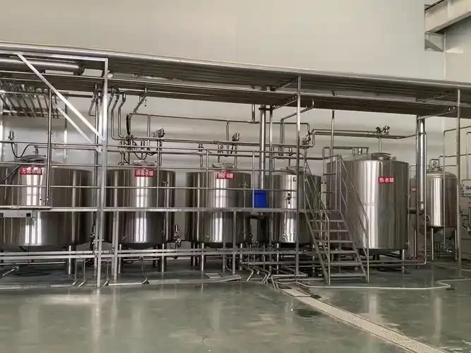 酿酒师在精酿啤酒工坊内讲解不锈钢鲜酿啤酒设备_1