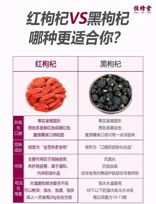 并排对比的红枸杞泡酒与黑枸杞泡酒，展示两种酒液截然不同的颜色与原料形态。_1