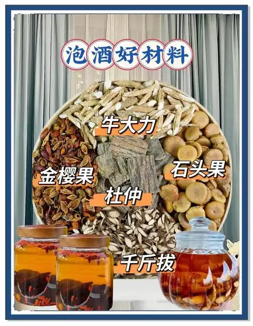 正在浸泡中的宽筋藤药酒，金黄色酒液与药材清晰可见_1