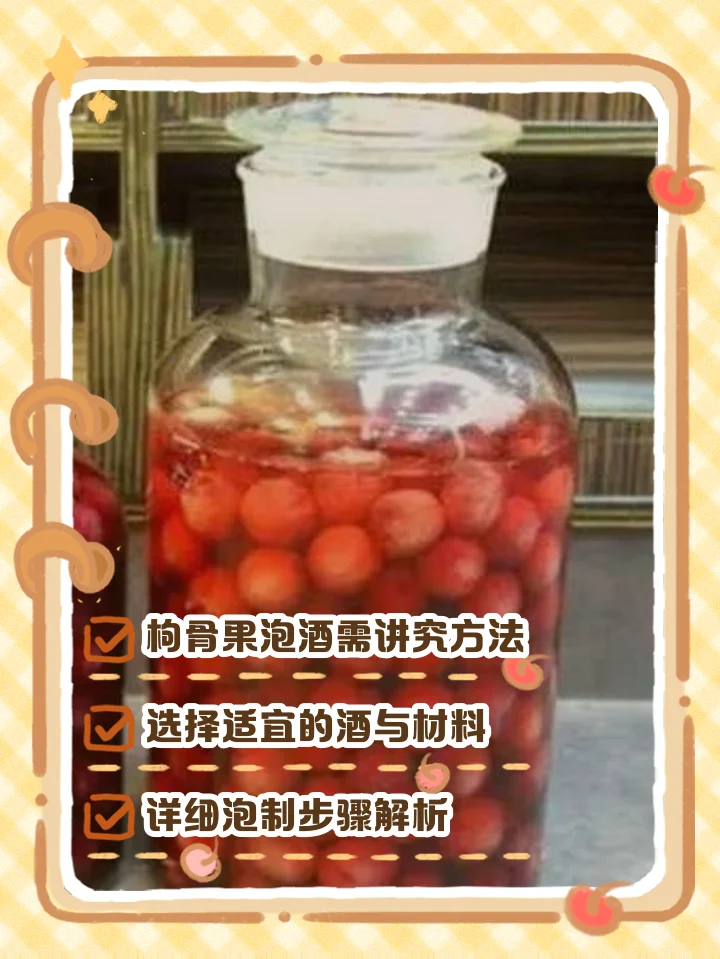 红豆杉果子泡酒过程展示：透明玻璃罐中泡制好的红色果酒，旁边有新鲜红豆杉果、冰糖和纯粮白酒_1