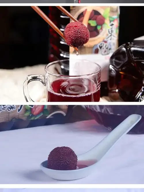 家庭自制杨梅泡酒，展示酒液、杨梅与陈皮、枸杞、桂圆等常用药材的搭配。_1