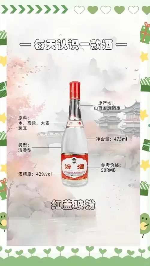 红盖汾酒与酿酒原料（高粱、大麦、豌豆）及传统发酵场景的展示图_1