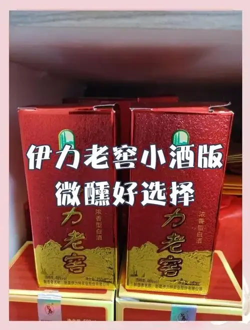 一瓶小伊力老窖酒特写与背后酿酒车间传统工艺氛围图_1