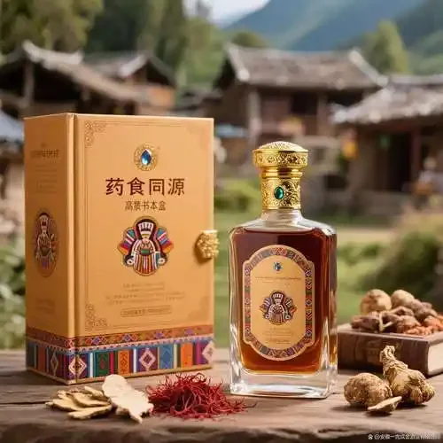 祥康酒瓶与中药材静物摆放，探讨传统保健酒与健康的关系_1