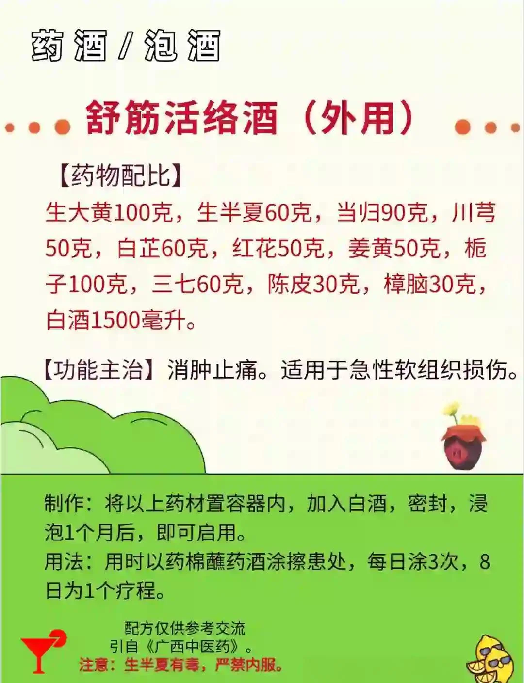 浸泡着当归、红花、川芎等中药材的琥珀色药酒，旁边散落着干药材，展示家庭泡制肩周炎药酒的过程。_1