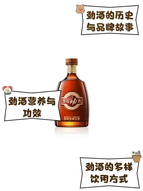劲酒与白酒的视觉对比图：左侧琥珀色劲酒与药材，右侧清澈透明白酒_1