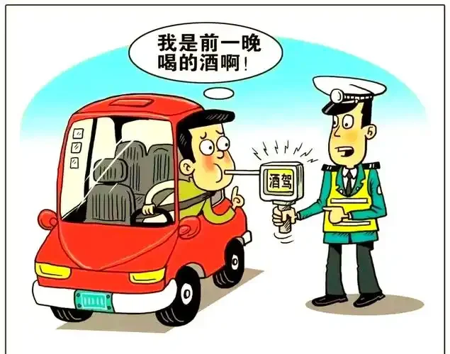 人体酒精代谢过程图解：展示饮酒后酒精在体内的吸收、肝脏代谢及排出过程与时间关系，强调隔夜后仍有酒精残留风险。_1