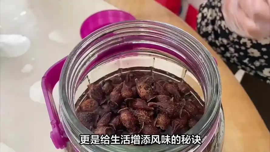 皂角刺泡酒配方示范：玻璃罐中浸泡着皂角刺、当归、丹参和枸杞的琥珀色药酒_1
