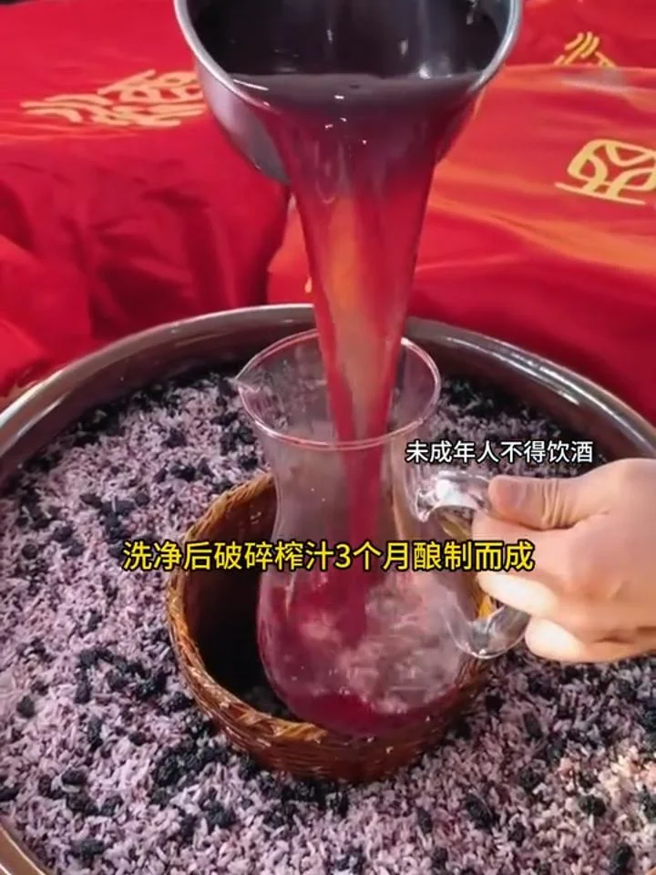 桑葚酒发酵过程实拍，展示玻璃罐中的桑葚果醪、活性干酵母和酿酒工具_1
