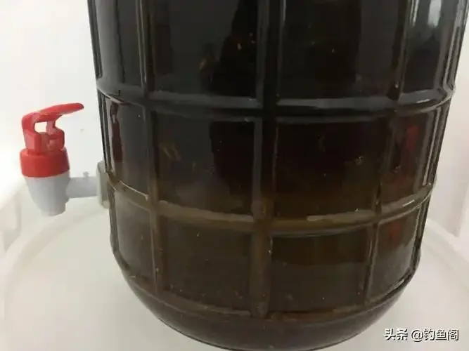 泡制中的钓鱼桂花药酒特写，玻璃罐内金黄色酒液与桂花、药材清晰可见。_1