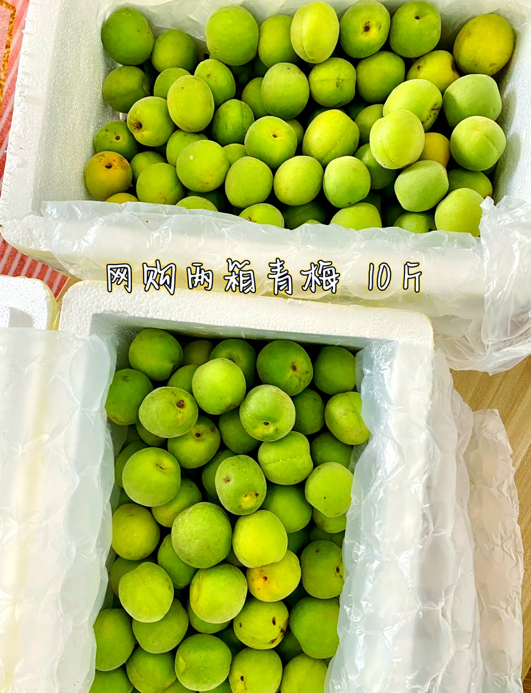 家庭自制青梅煮酒的材料与半成品展示：玻璃罐、青梅、黄冰糖和粗盐。_1