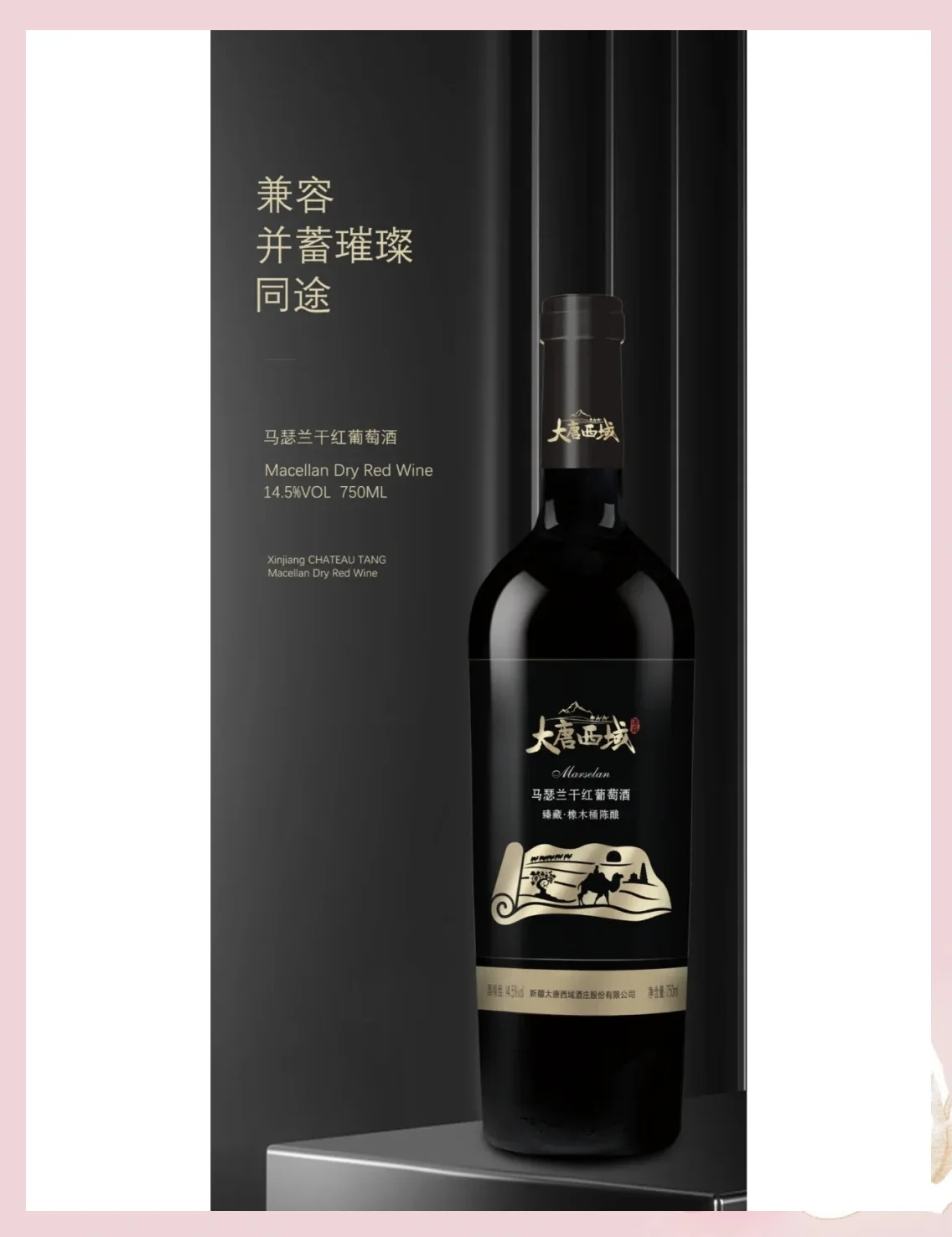 一杯深宝石红的干红葡萄酒特写，旁边有黑加仑和巧克力，营造专业品鉴氛围_1