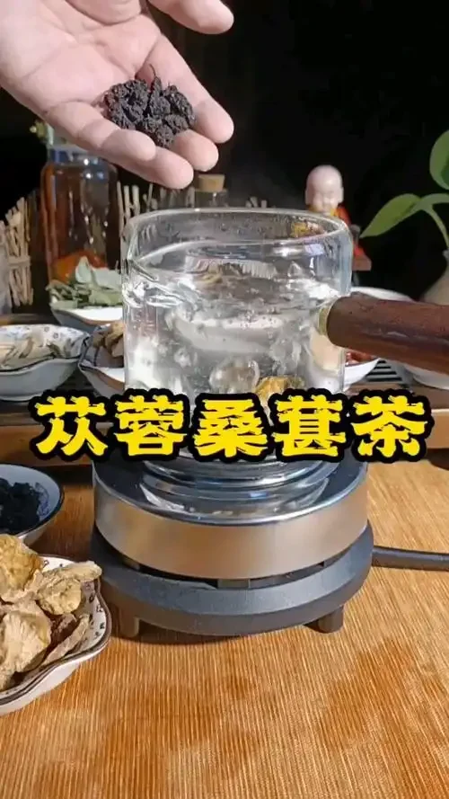 桑葚与肉苁蓉泡在玻璃罐中的特写照片，展示家庭泡制药酒的原材料与色泽。_1