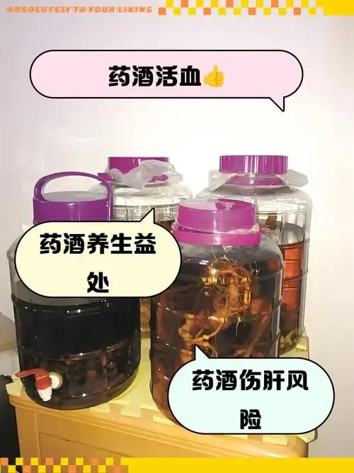 酿酒师在工作台前展示和讲解装有中药材的琥珀色药酒_1
