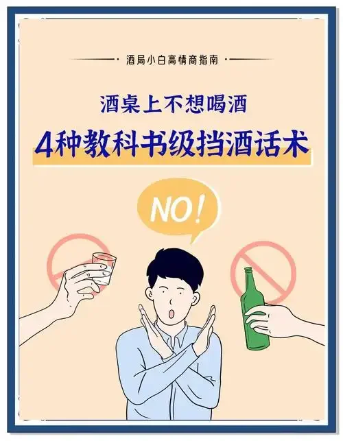 在聚餐场合中，人物微笑着用手礼貌地婉拒酒杯，展示了得体的拒酒姿态。_1