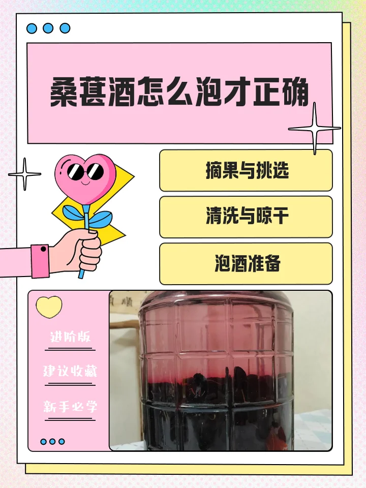 家庭自制桑葚酒步骤展示：透明玻璃罐中紫红色桑葚与酒液的特写_1