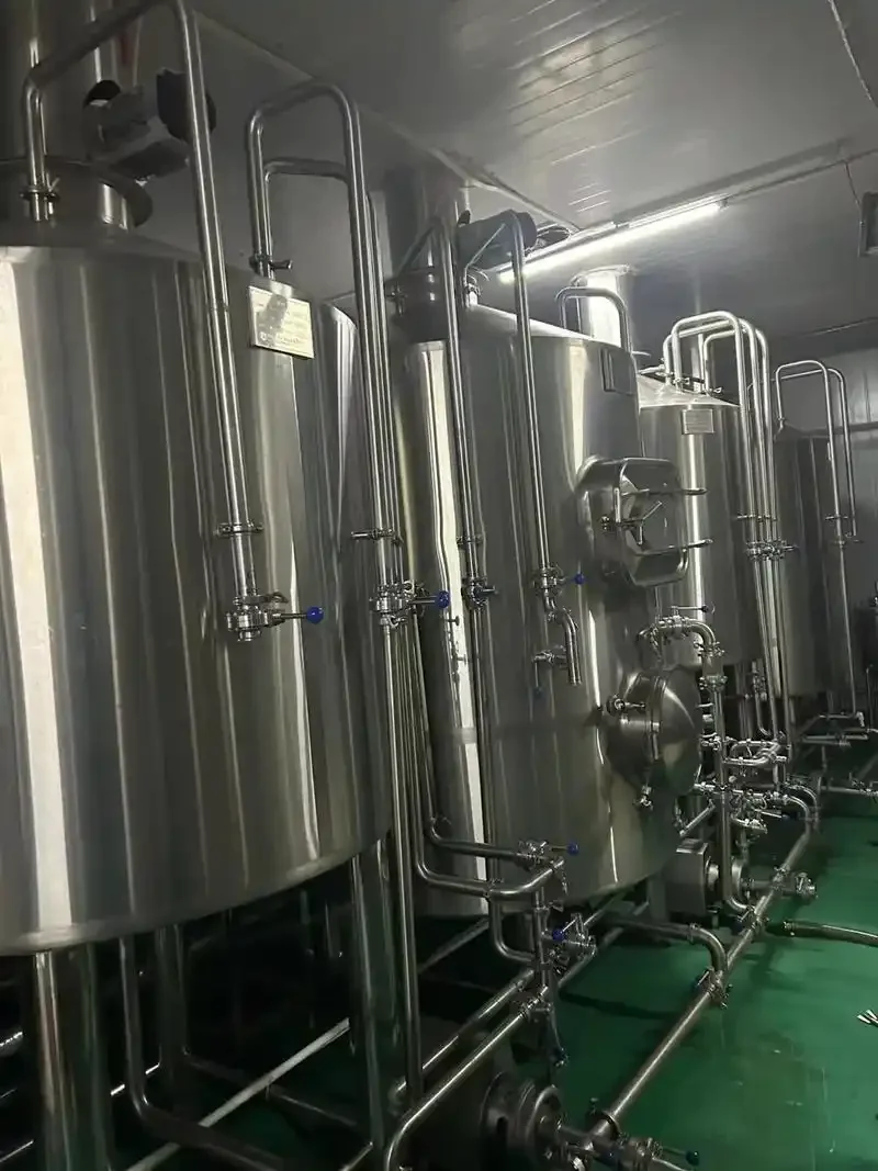 酿酒师在车间内专注检查不锈钢精酿啤酒发酵罐的细节_1