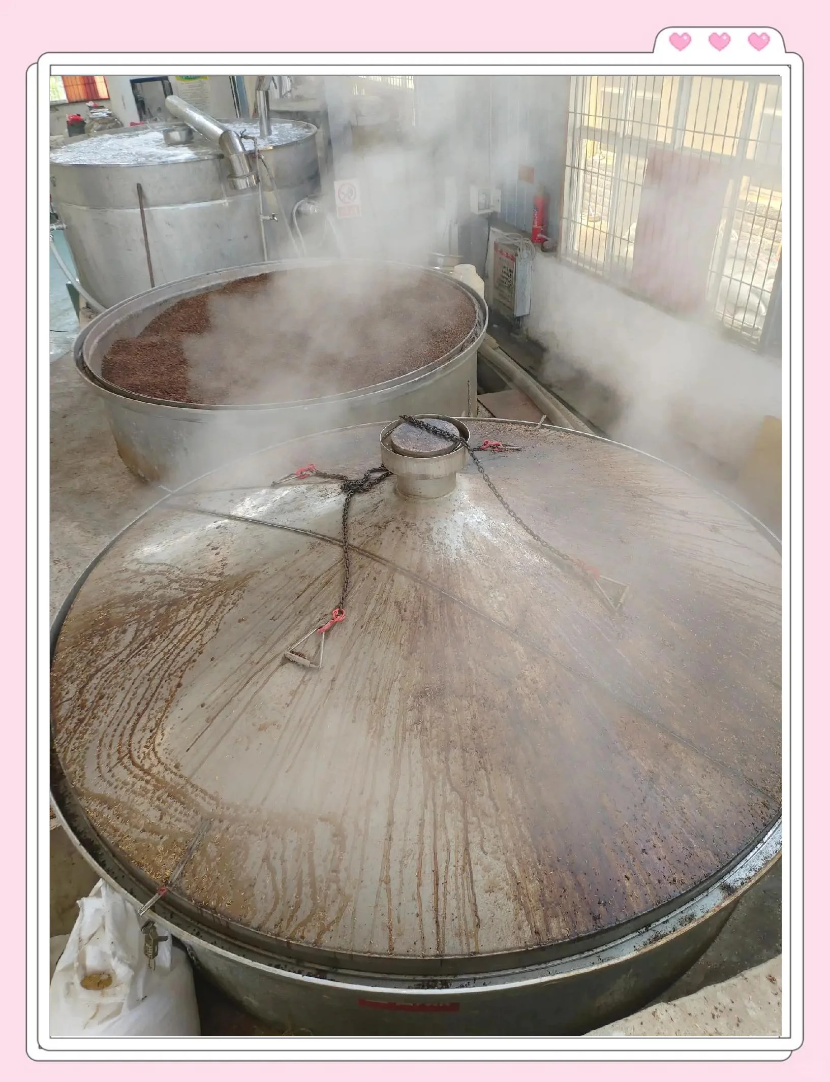 酿酒师工作台上，新鲜酒糟与正在发酵的酒糟液肥对比图，展示了酒糟变废为宝的过程。_1