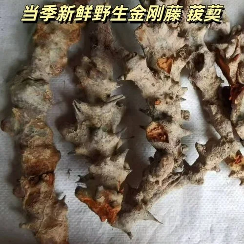 金刚藤根泡酒制作过程展示：玻璃罐中切片金刚藤根与枸杞在酒中浸泡，旁边摆有原料和测量工具_1